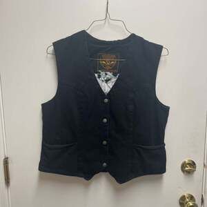 Milwaukee Performance Black Denim Conceal Carry Pockets Vest Side Lace Men's XL